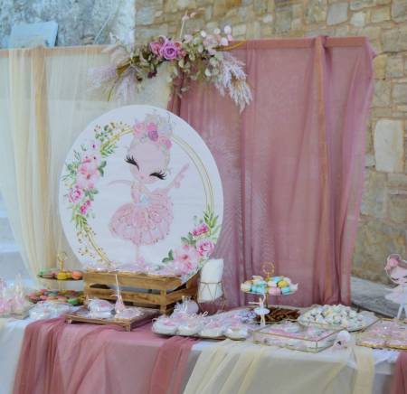 Στολισμός βάπτισης μέ θεμα την μπαλαρίνα Αγιο Αιμιλιανό Καλλιμασιάς Χίου