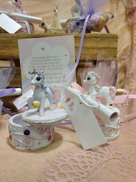 Μπομπονιέρα βάπτισης μπιζουτιέρα μονόκερος