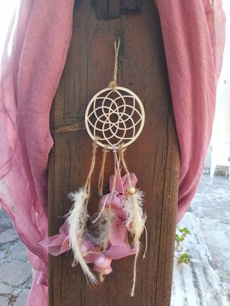 Μπομπονιέρα βάπτισης ξύλινη ονειροπαγίδα