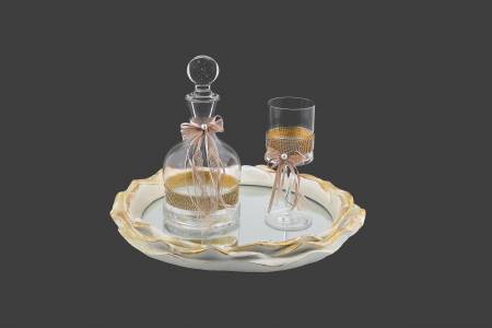 Δίσκος καράφα ποτήρι στολισμένα 002