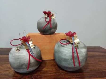 Ρόδι κεραμικό με στοιχεία απο χαλκό 7 εκ