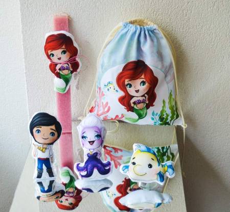 Πασχαλινή λαμπάδα κουκλάκια με θέμα την Ariel γοργόνα