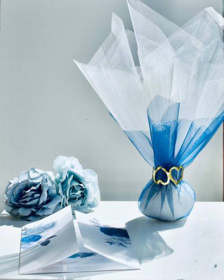 Μπομπονιέρα γάμου με μεταλλικό δαχτυλίδι λαιμό